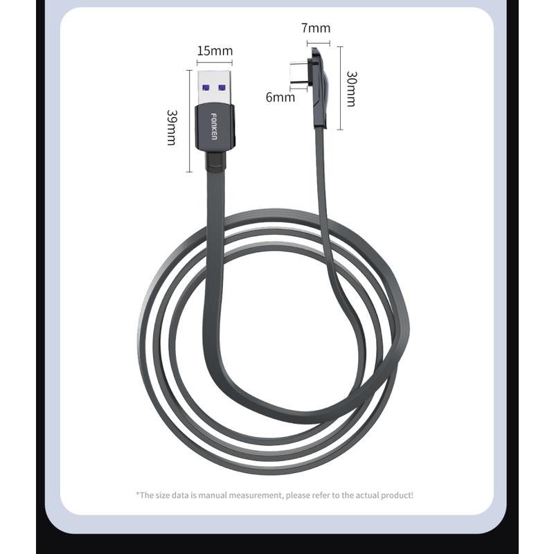 FONKEN Быстрая зарядка 5А, 66 Вт, USB Type C, 90 градусов, быстрая зарядка, USB-кабель c, шнур для передачи данных Type-C, зарядное устройство Usb-c для телефона Samsung Xiaomi Huawei Type c