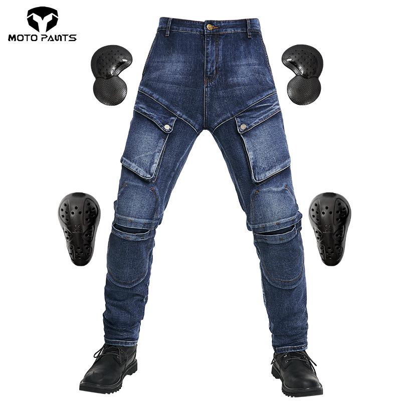 Motorcycle Riding Denim Pants Men's Four Season Harley Knight Motorcycle Off-road Racing Pants Anti Fall