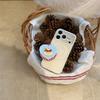 Kawaii Pudding Cartoon Yellow Polka Dot Magnetic Phone Case With Heart Pop Socket For iPhone 15 16 17 Pro Max INS Cute Shockproo
