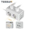 Tessan Стандартный заземленный удлинитель, вилки европейского стандарта, розетки, порты USB типа C, защита от перегрузки с удлинителем для домашнего офиса