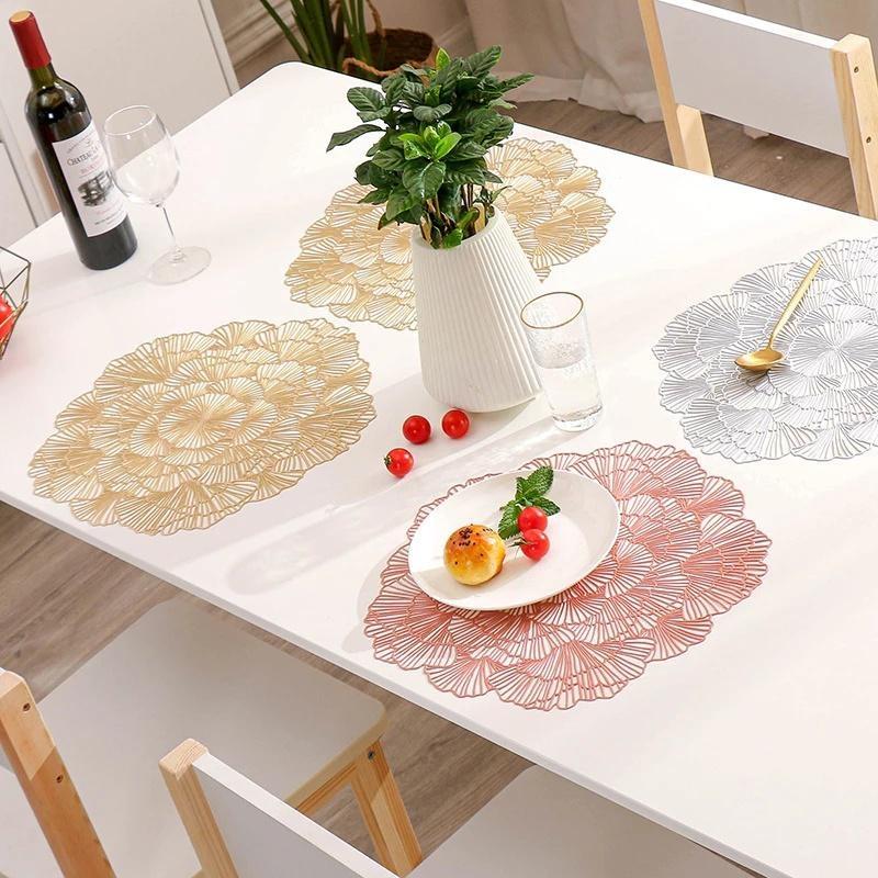 Placemat PVC Washable Mats for Dining Table Decor Mat Non-slip Placemat Set In Kitchen Accessories Cup Coaster Wine Pad