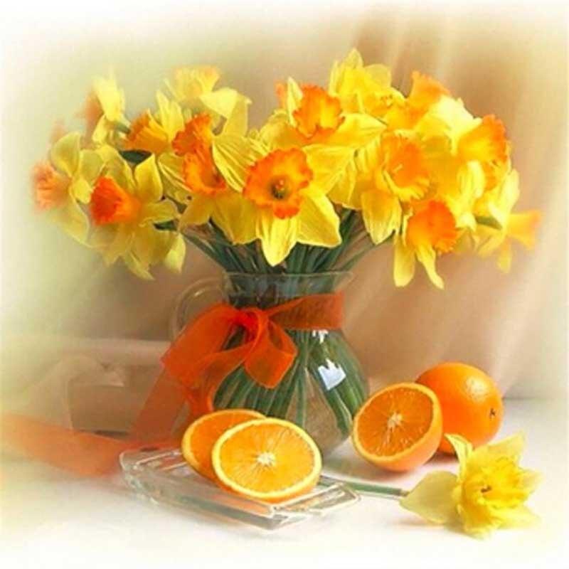 Diamond Diy Diamond Painting Flower Embroidery Lily Cross Stitch Full Round Drill Rhinestone Handmade Art Home Decor Gift