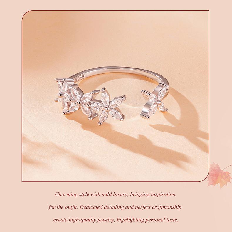 Autumn Romantic Maple Wheat Stud Earrings Jewelry Set S925 Sterling Silver Sparkling Autumn Leaf Ring