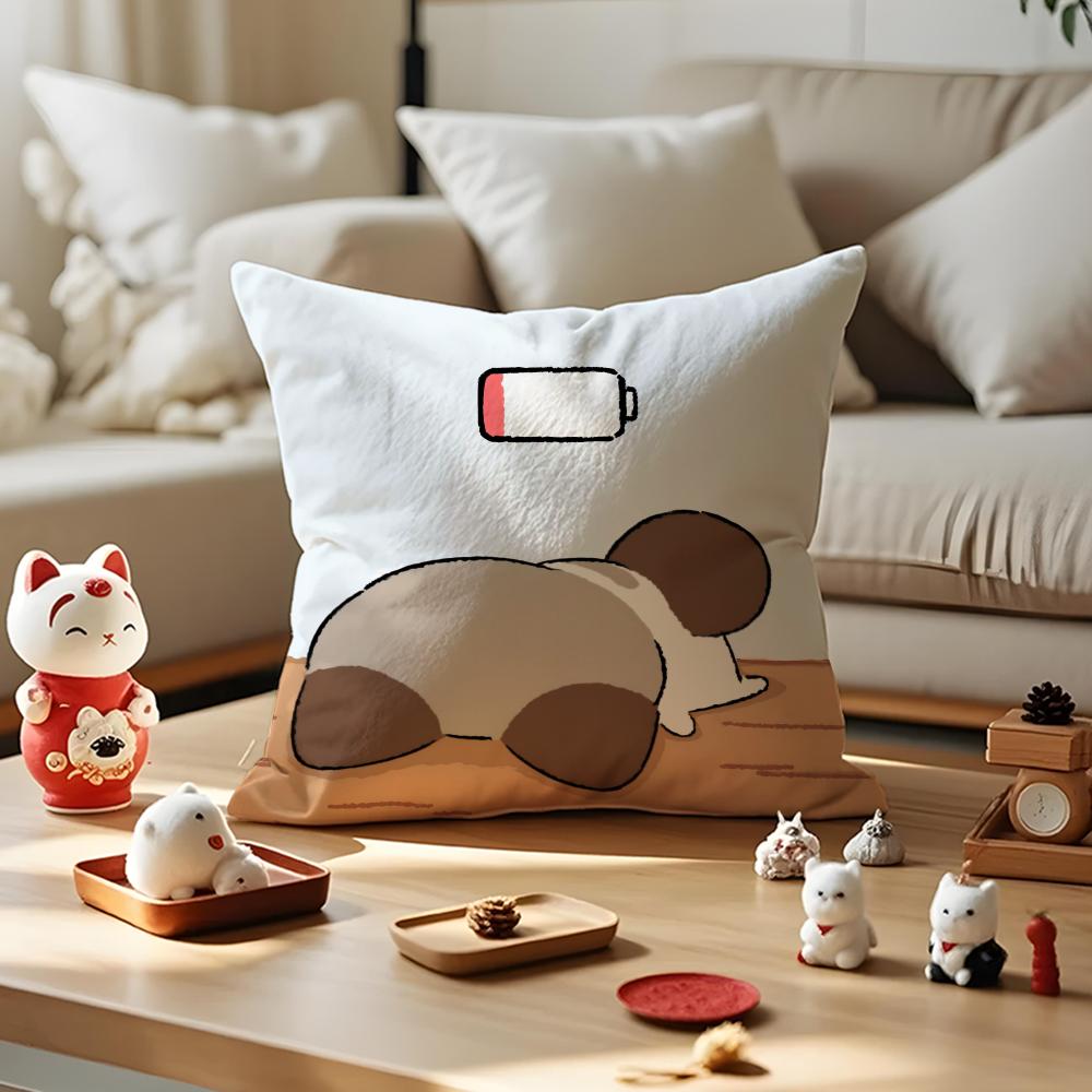 Cute Cat And Dog Cushion Cover Anti-dustmite Pillowcase Invisible Zipper Silky Short Plush Sofa Cushion Cover