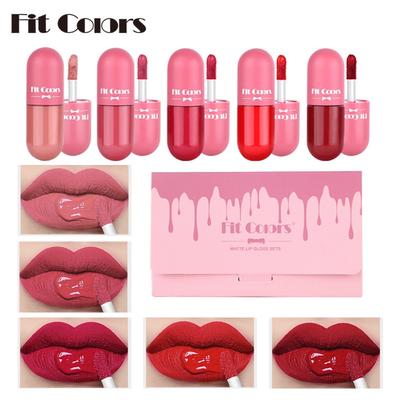 Fit Colors Mini Capsule Lip Gloss, 5-цветный набор, бархатная матовая чашка, жидкая помада Show Color