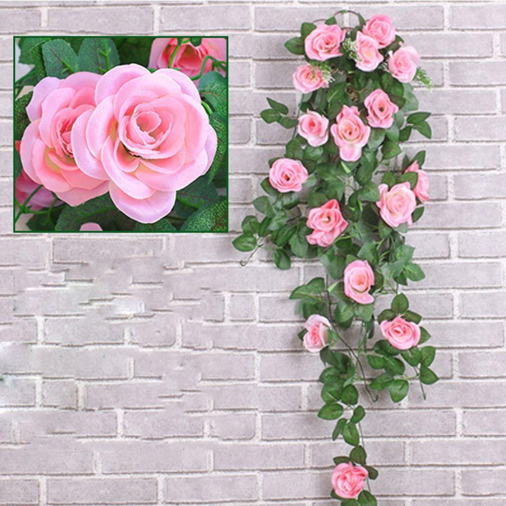 18 Heads Home Vine Hanging Artificial Vine Plant Garden Decor Fake Rose Flowers