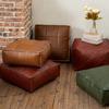 Moroccan PU Leather Pouf Floor Cushion Oil Wax Skin Embroider Craft Ottoman Footstool Futon Artificial Leather Unstuffed Cushion