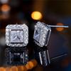 Brilliant Princess Cut White Zircon Stud Earrings for Women Silver Color Wedding Fine Jewelry Gifts
