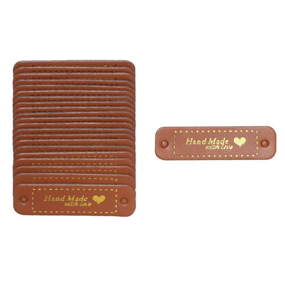 Декор для одежды Шляпа Сумка Бирки с бронзовым тиснением Ручная работа Сделано с любовью Этикетка для одежды Кожаные бирки ручной работы