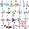 New Star Moon Sun Aircraft Globes Handbags Set Of 4 Pendant Fit Original  Charm Bracelet S925 Silver Bead DIY Jewelry