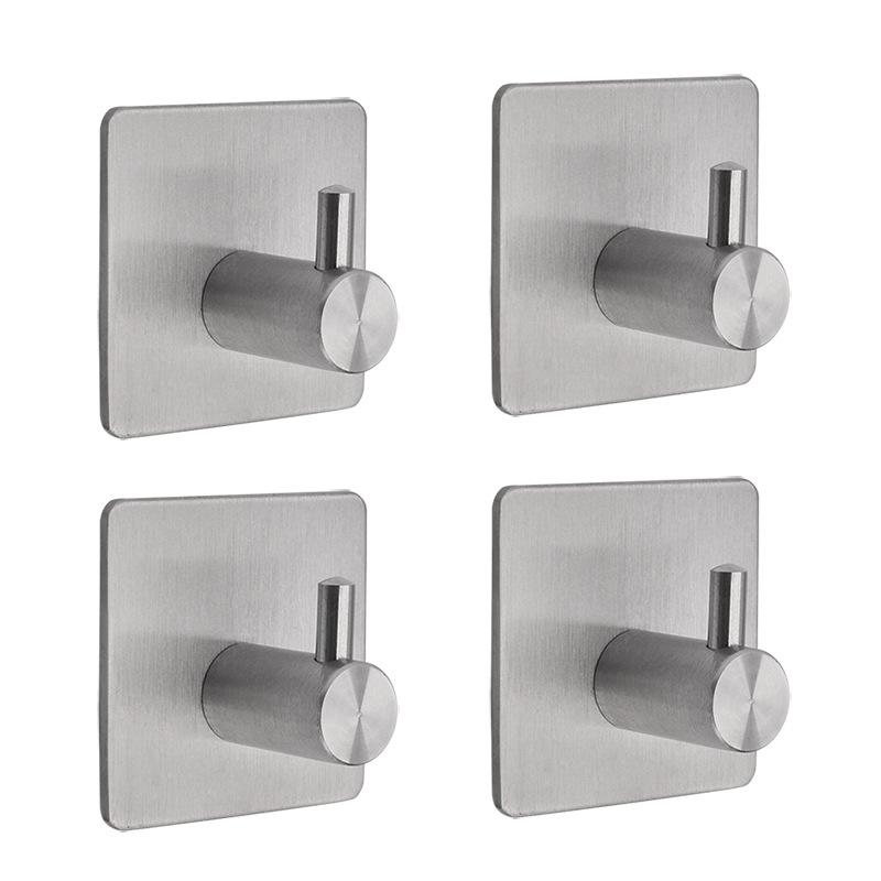 No Drilling Self-Adhesive Stainless Steel Hooks Brushed Nickel Towel Robe Hanging Hooks for Bedroom Kitchen
