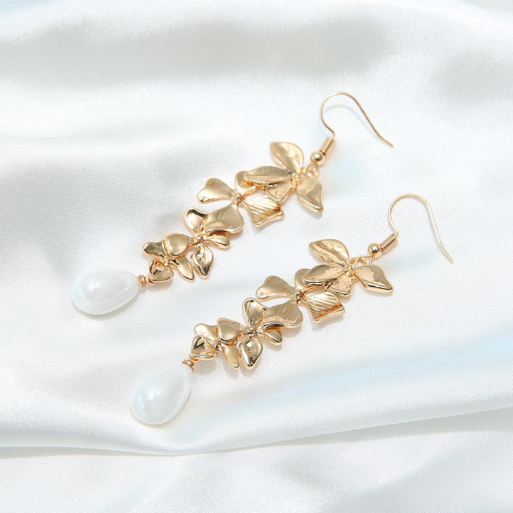 Серьги-лепестки из богемского жемчуга для женщин - модный барочный цветочный дизайн