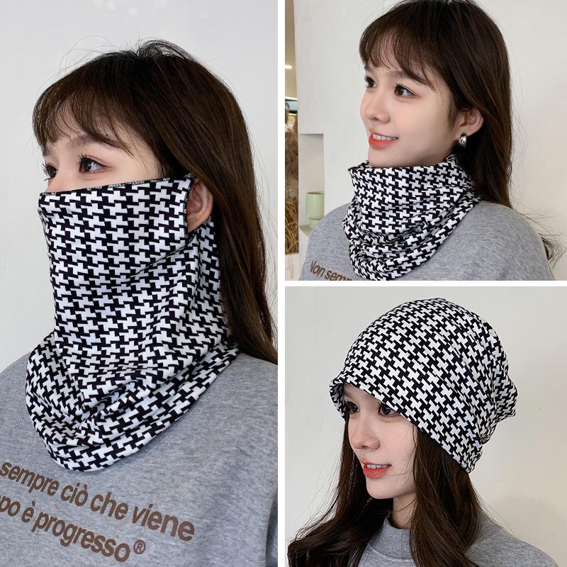 Women's Autumn & Winter Plush Face Mask Neck Protector: Windproof, Warm, and Versatile Scarf Set for Outdoor Cycling