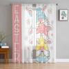 Easter Gnome Bunny Ears Tulle Curtains for Living Room Sheer Curtain for Bedroom Kitchen Blinds Voile Curtains