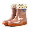 Женские туфли на низком каблуке с круглым носком для отдыха, водонепроницаемые резиновые сапоги средней высоты, резиновые сапоги оптом