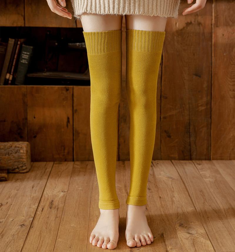 1 пара женских зимних чулок, трикотажные защищающие ноги, теплые, морозостойкие, без пальцев, эластичные, противоскользящие, теплые, мягкие, облегающие, гетры, носки до бедра, чехлы для ног