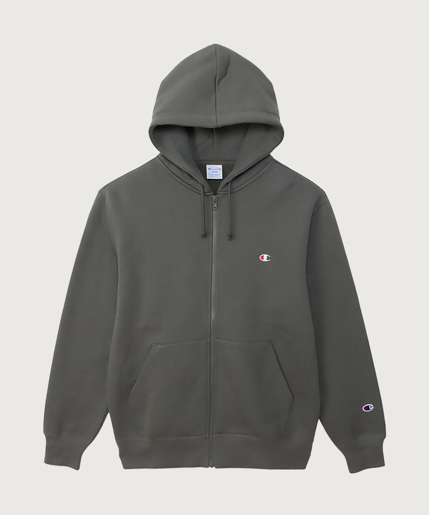 Champion Худи на молнии с логотипом C, классический крой, темно-серое