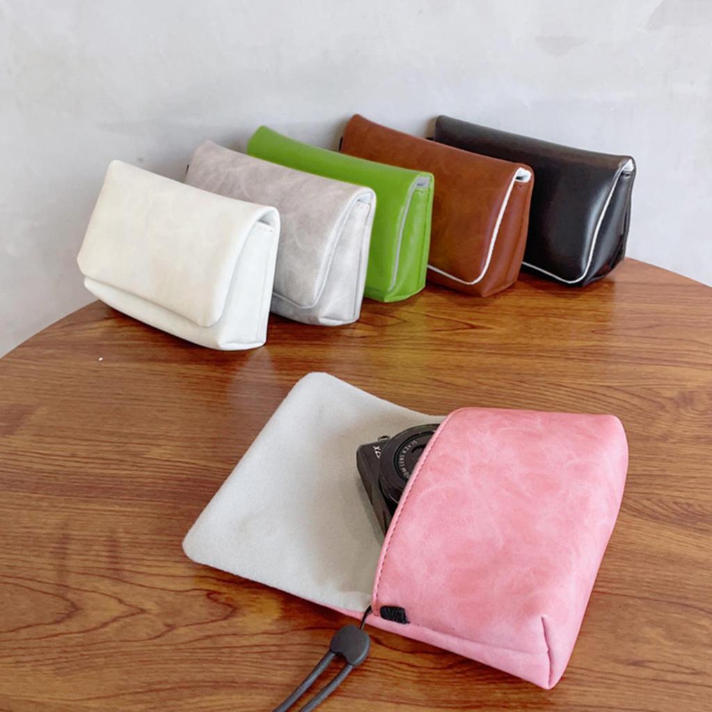 Camera Bag Solid Color PU Shockproof Small Digital Camera Case Multi-functional Portable Convenient Photography Bag