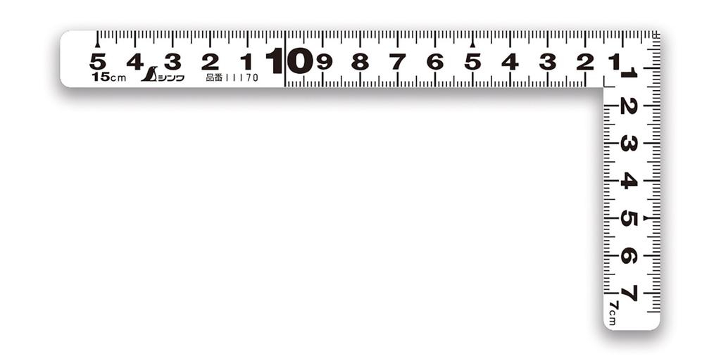 Shinwa Sokutei Curved Ruler Flat Pita White 15cm Same Size On Front and Back 11170