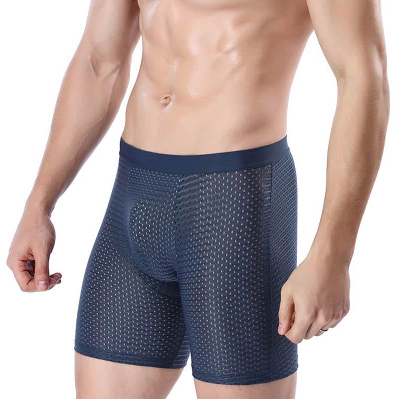 Vogue Shaper Body Pouch Mesh Men Breathable Boxer Bulge Underwear Ice Silk Shorts Soft