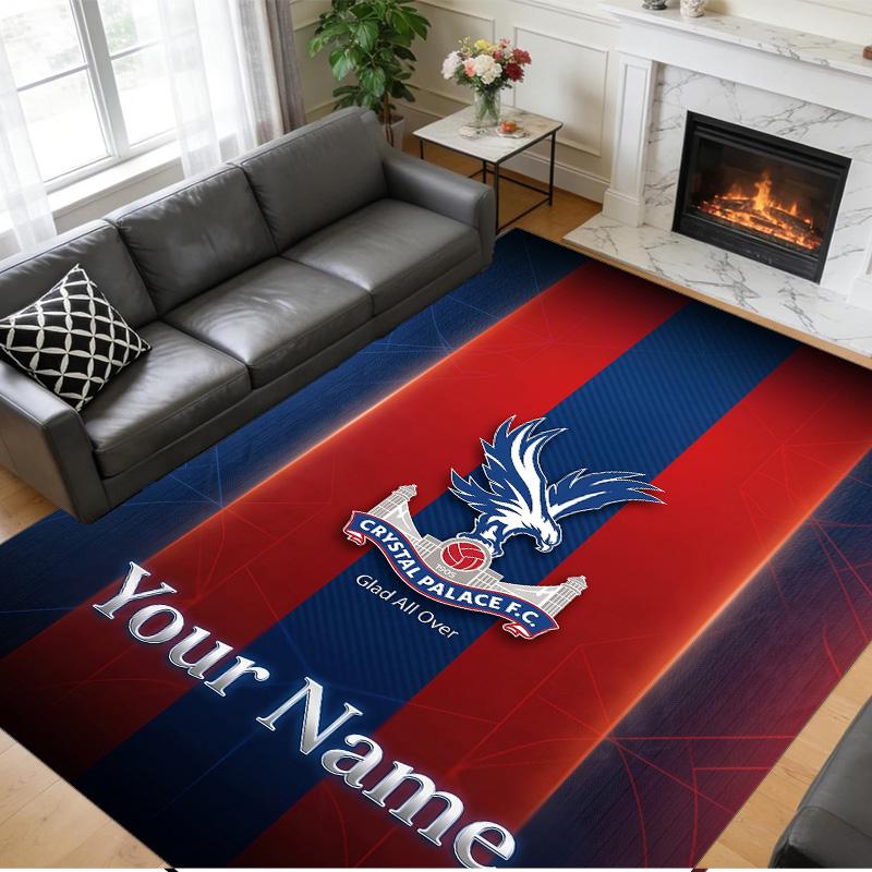 Crystal Velvet Rug Custom Name Text, Soft Non Slip Floor Mat Home DecorCrystal Palace