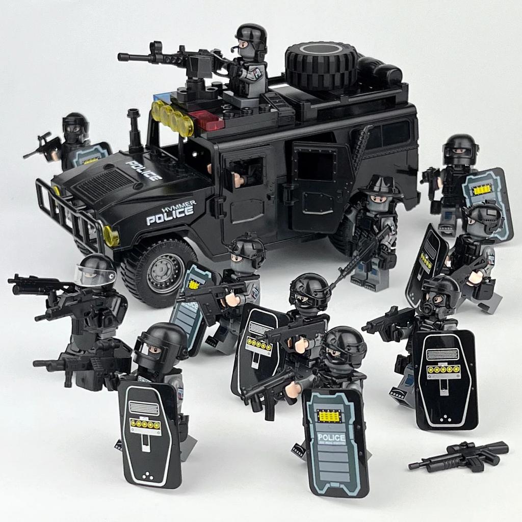 Полицейская машина Бронированная машина Минифигурка Сборка Строительные блоки Игрушка Мальчик