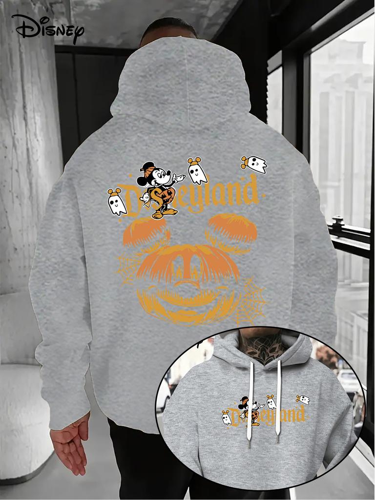 Disney Casual Men's Hoodie Halloween Classic Mickey Spider Web Pumpkin Pattern Double Sided Pattern Design Fall/Winter Hoodie