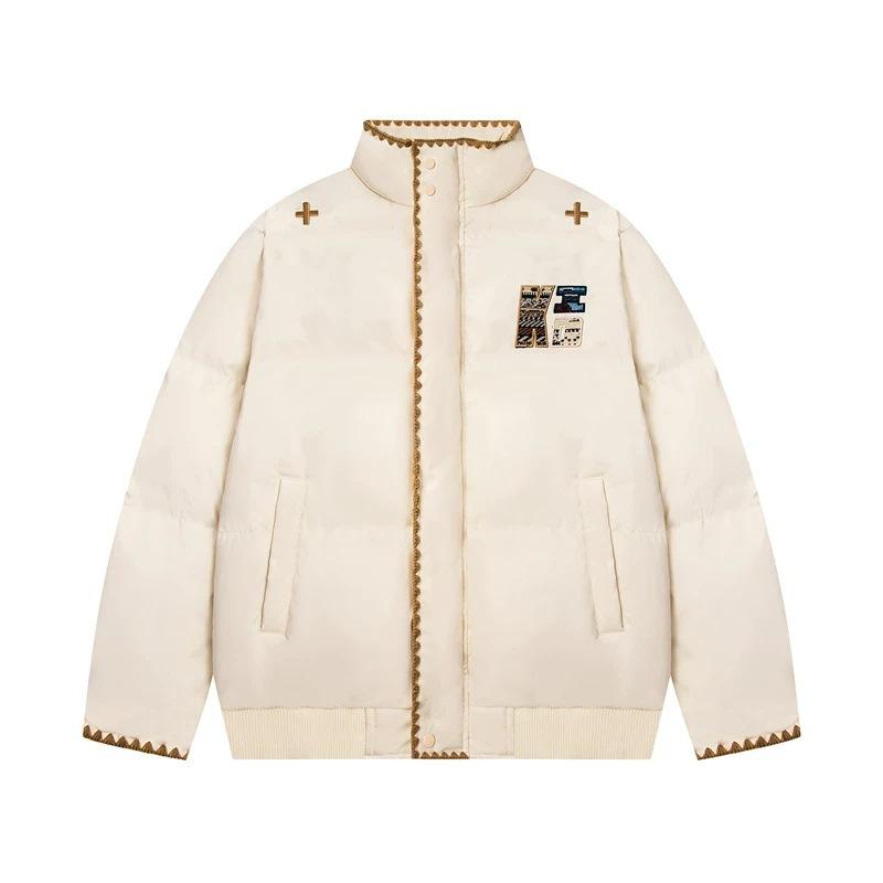 New ethnic style fashion thickened stand-up collar cotton-padded clothes for men and women, loose warm bread clothes jacket in winter