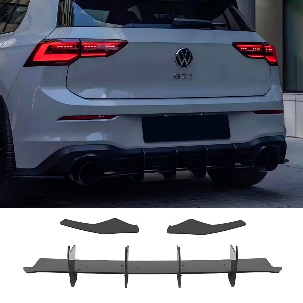 For VW Golf 8 MK8 GTI 2020-2024 Black Body Kits Tuning Maxton Style Rear Bumper Lip Spoiler Diffuser Splitter Lip Side Protector