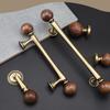 Walnut Brass Cabinet Handles Brass Wardrobe Door Handles Walnut Knobs  Cabinet Hardware
