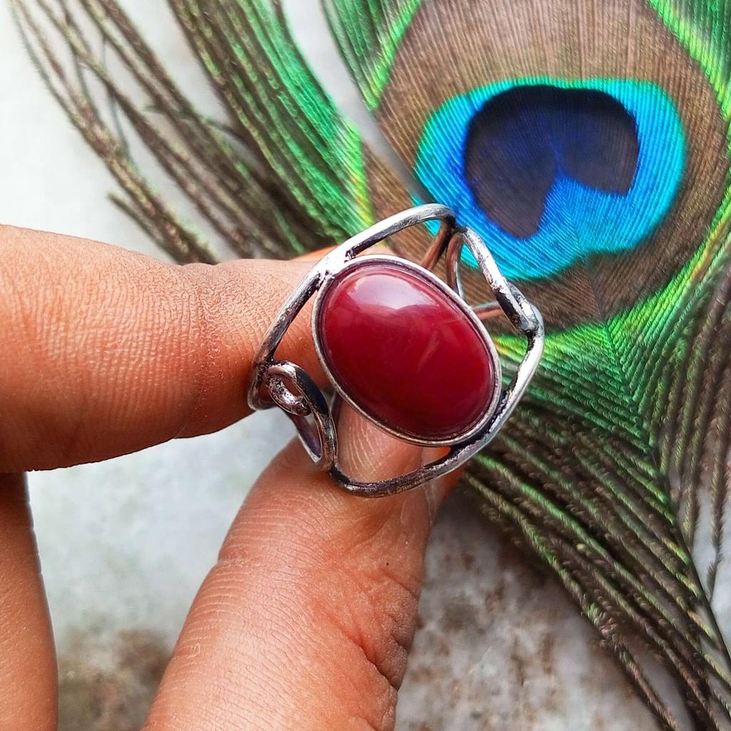 Red Jasper Gemstone 925 Sterling Silver Plated Adjustable Ring Jewelry NST-J2H11449