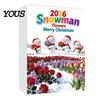 Christmas Countdown Gift Box Snowman Advent Calendar, 24Pcs Acrylic 2D Hanging Ornament Set Ornaments with Bouquet Flowers, Tree Decor, Holiday