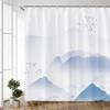 3D Chinese Painting Shower Curtain Aesthetic Abstract Creative Ink Landscape Scenery Bathroom Decor Bath Curtain Set with Hook