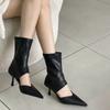 New Sexy Women Ankle Boots Pointed Toe Hollow Thin High Heels Black Beige Brown Stiletto Stretch Botas Autumn Summer Sock Boots