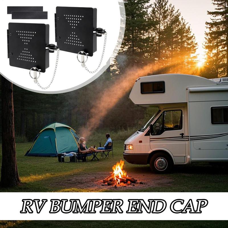 RV Bumper End Cap Pipe Protector 2 Pieces Sewer Hose End Caps Wear-Resistant Protective Plug Replacement Parts For 4-Inch Square