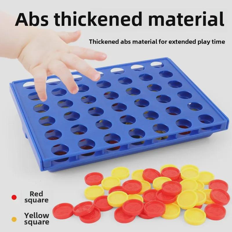 Compact Four-in-a-Row Chess Game - Portable Parent-Child Puzzle with Vertical Chess Pieces for Two Players