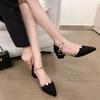 Fashion Extra Large Pointed Thick Heels Women's Shoes 2024 New Headed High Heels Buckle Strap Design with Skirt Sexy Sandals