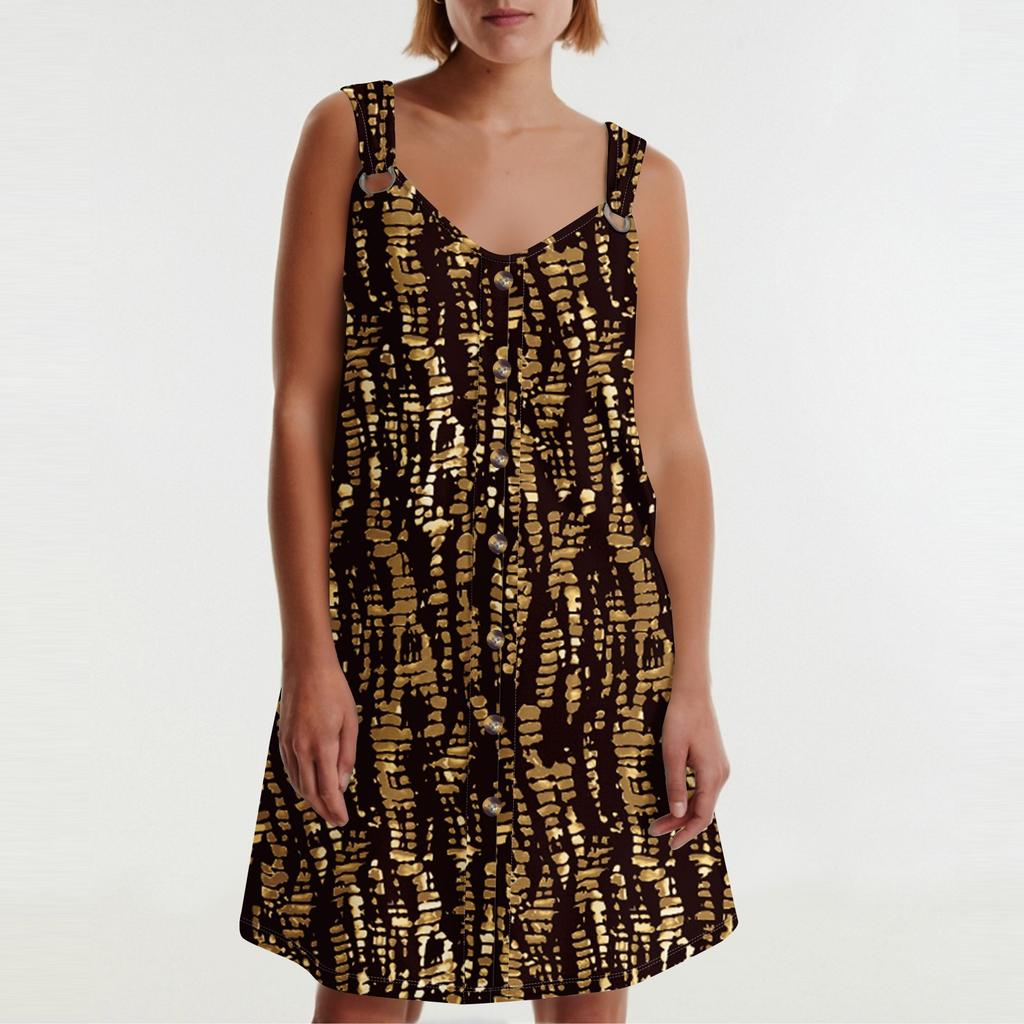 Women's Summer Dress With Pocket Sleeveless Floral Print Sundress