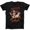 Christmas Raccoon Feral Festive Funny Gift Black Tee T Shirt 185