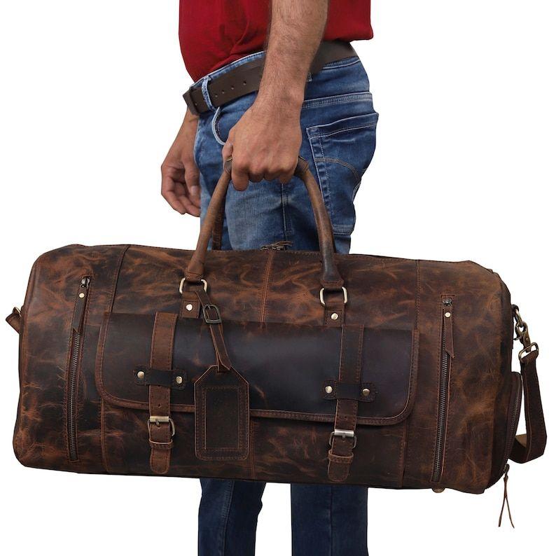 Mens&Womens Travel Bag, Full Grain Leather Duffel Bag, Personalisation Weekend Luggage Bag,Unique Christmas Gifts,Carry-on Bag