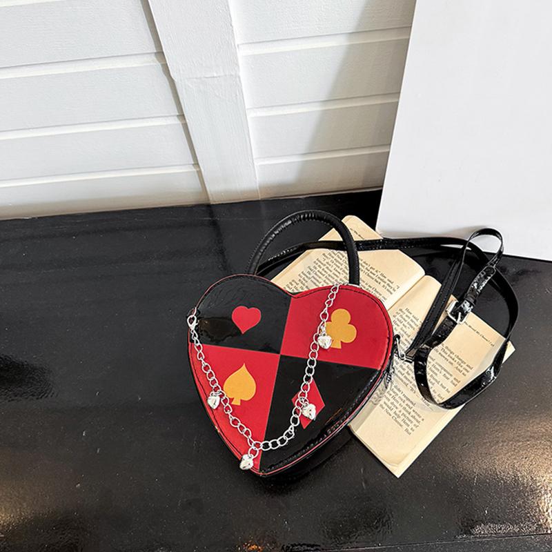 Модная женская сумка через плечо Креативная сумка в виде покерной карты с принтом в форме сердца Сумка кроссбоди Маленькая ручная сумочка CLE