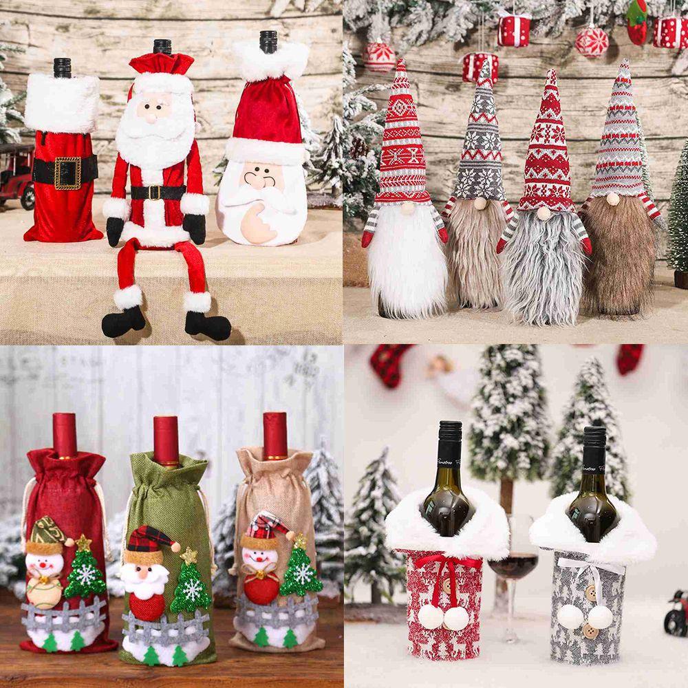 Supplies Snowman Table Decor Santa Claus Christmas Ornaments Wine Bottle Cover Bottle dress up
