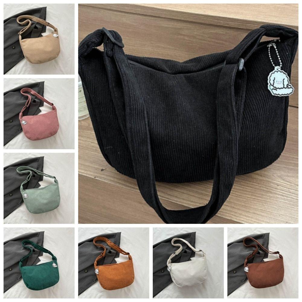 Большая вместительная вельветовая сумка через плечо в корейском стиле с подвеской для девочек