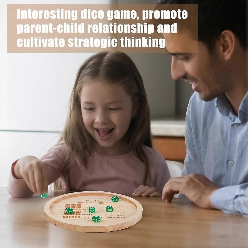 7 Inch Farkle Dice Tray, Wooden Dice Tray for Farkle Classic Dice Game with 6