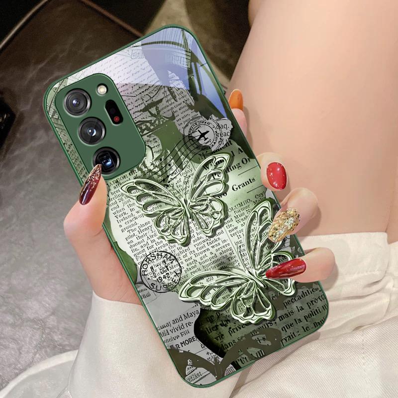 Винтажная бабочка для Samsung Galaxy Note 8 9 10 PRO 20 Ultra A01 02 03 Core 04E 4G 12 13 5G Закаленное стекло Чехол для телефона