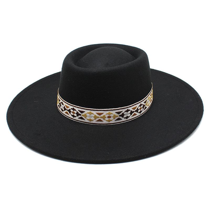 Vintage Ethnic Style Wool Felt Wide Brim Unisex Hat
