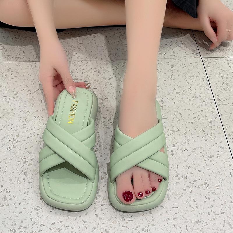 Женские тапочки корейская мода мягкая подошва уличные тапочки женские сандалии 2024 летние нескользящие шлепанцы Pantuflas De Mujer