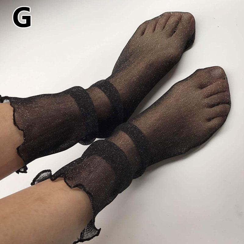 Женские сексуальные ультратонкие дышащие черные кружевные средние носки в стиле ретро, ​​модные носки