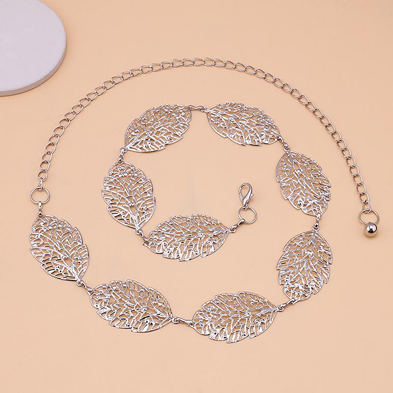 Модный простой полый лист украшенный цепочкой пояс тонкая талия цепочка платье ювелирные изделия