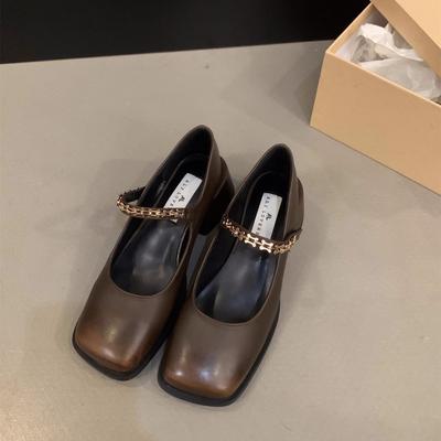 Туфли Мэри Джейн на толстом каблуке, черные, маленькие кожаные туфли, женские, новые весенние, французские вечерние туфли